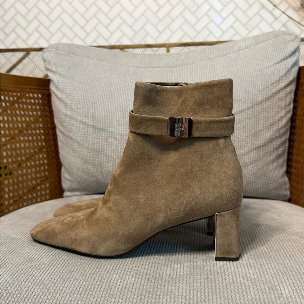 Tory Burch Georgia T Monogram Suede Ankle Boots